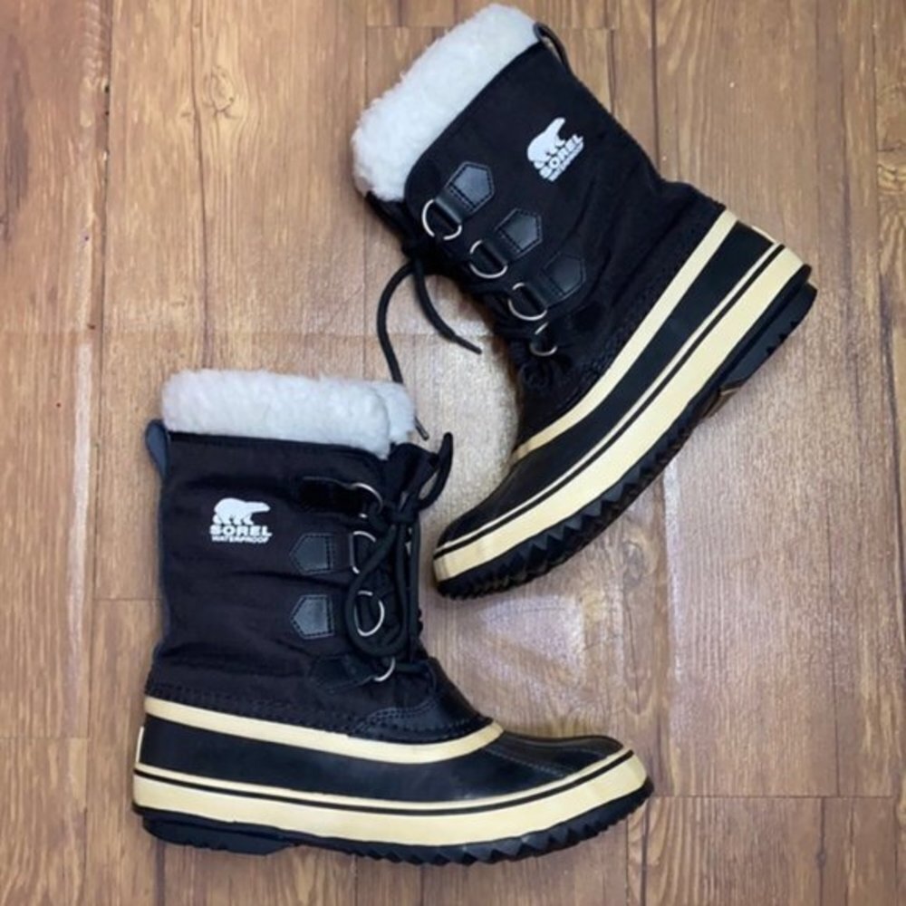 SOREL NL 1495-011 Fur Carnival‎ Boots Black Winter Women Size 7